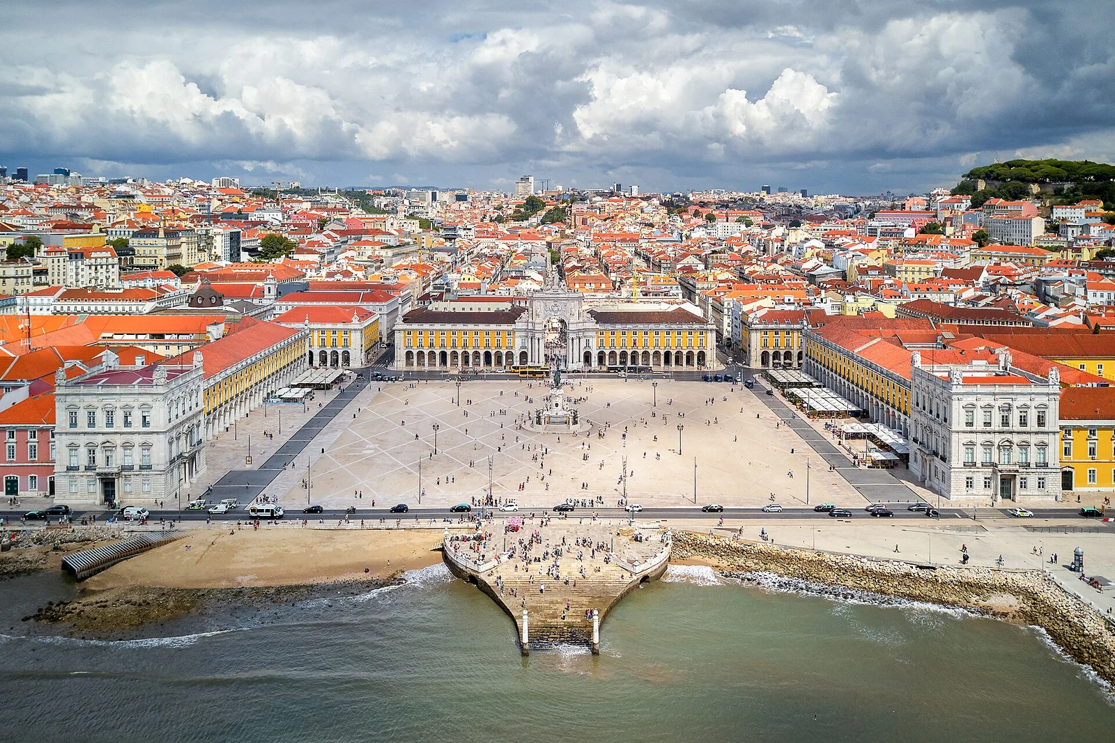 Aerial view of Praça do Comércio and Lisbon’s Baixa district